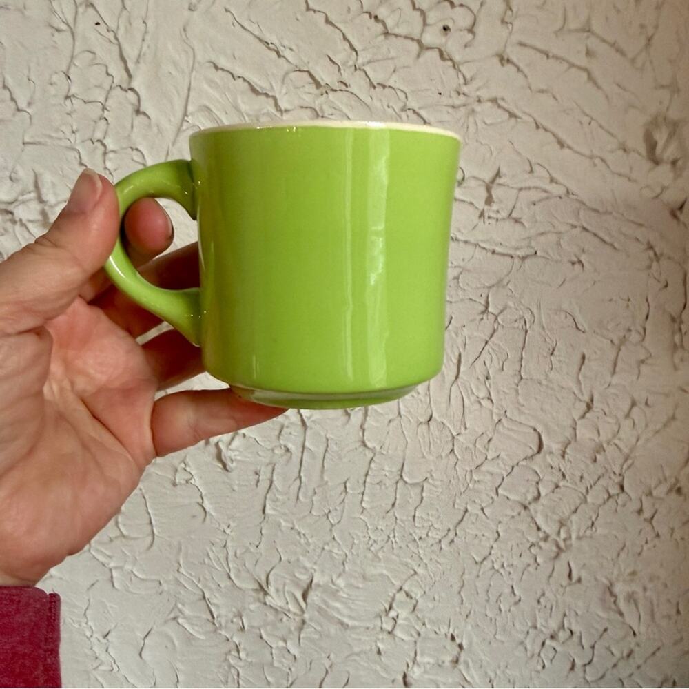 Vintage Avocado Green Mugs Set of 6 | USA Pottery Coffee Cups - Picture 3 of 7